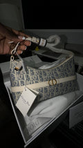 Blue and crème D bag